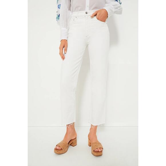 Tuckernuck Denim - Tuckernuck  LE JEAN White Sabine Straight Raw Hem NWT Size 30
